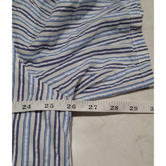 L.L. Bean Traditional Fit Mens XL-REG White w Purple Blue Stripes EUC - Picture 3 of 6